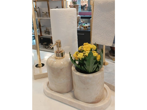 Conjunto de banheiro turco clássico com 6 peças em mármore Branco